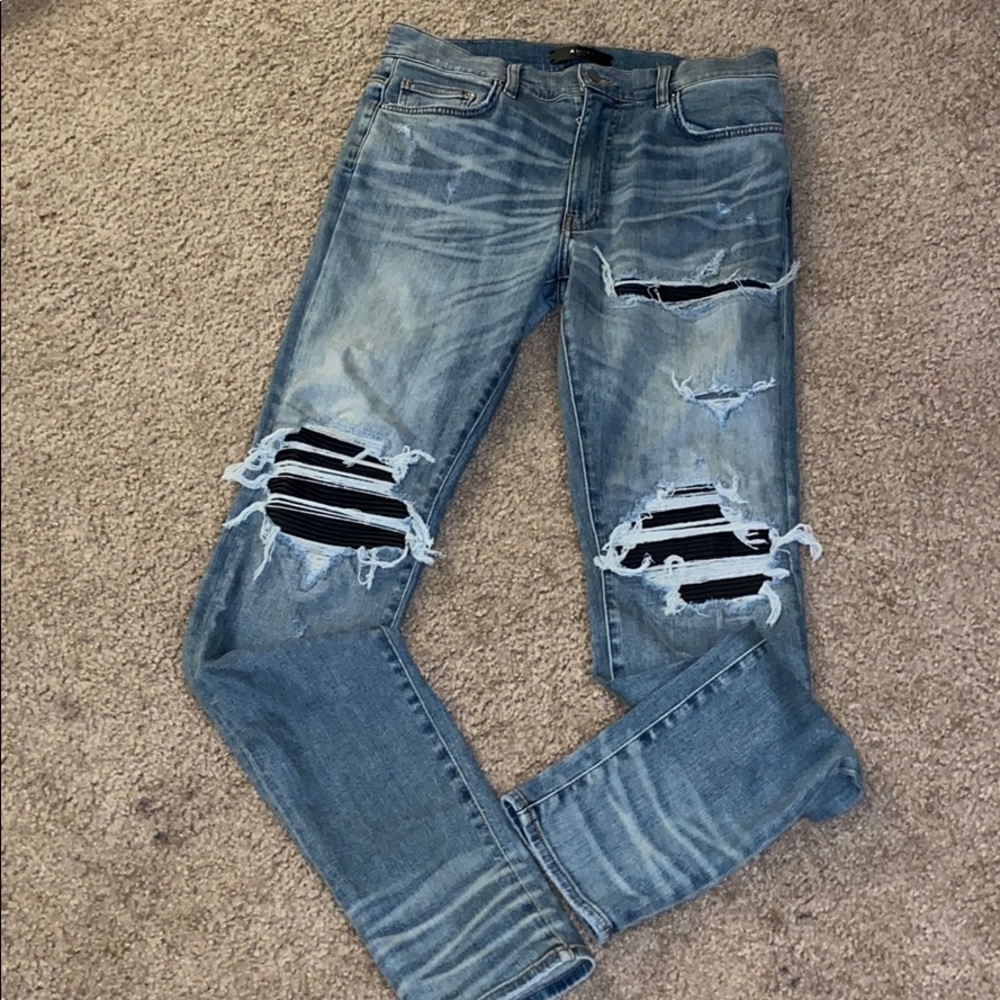 Men’s Distressed Skinny AMIRI Biker Jeans
